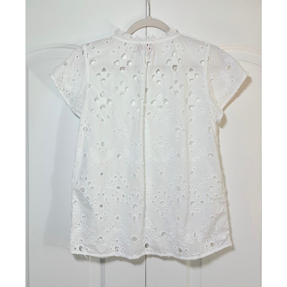Figue Fia Eyelet Top White Chalk Size S 100% Cotton V Neck Button Blouse - Picture 3 of 9